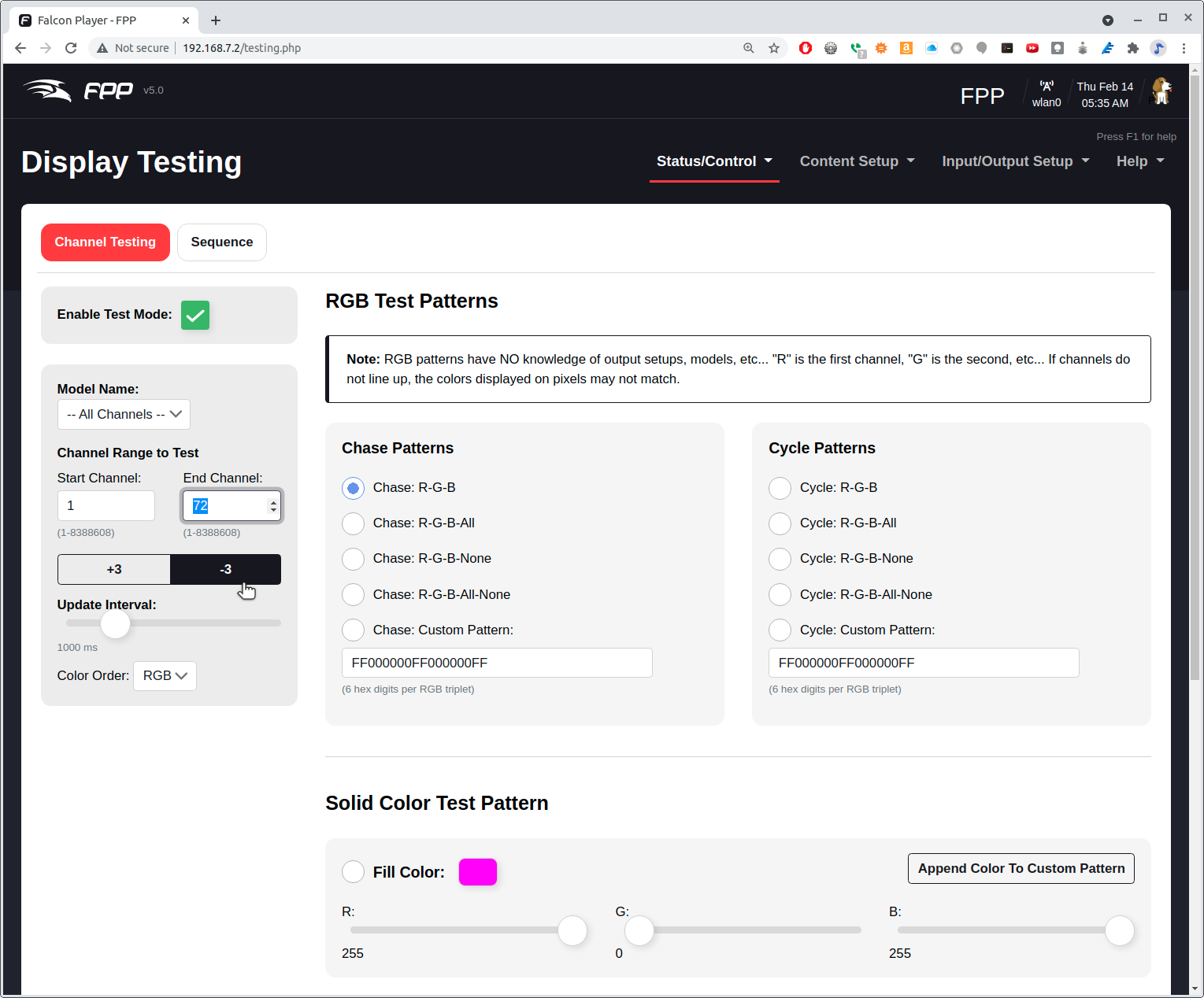 Display Testing Options